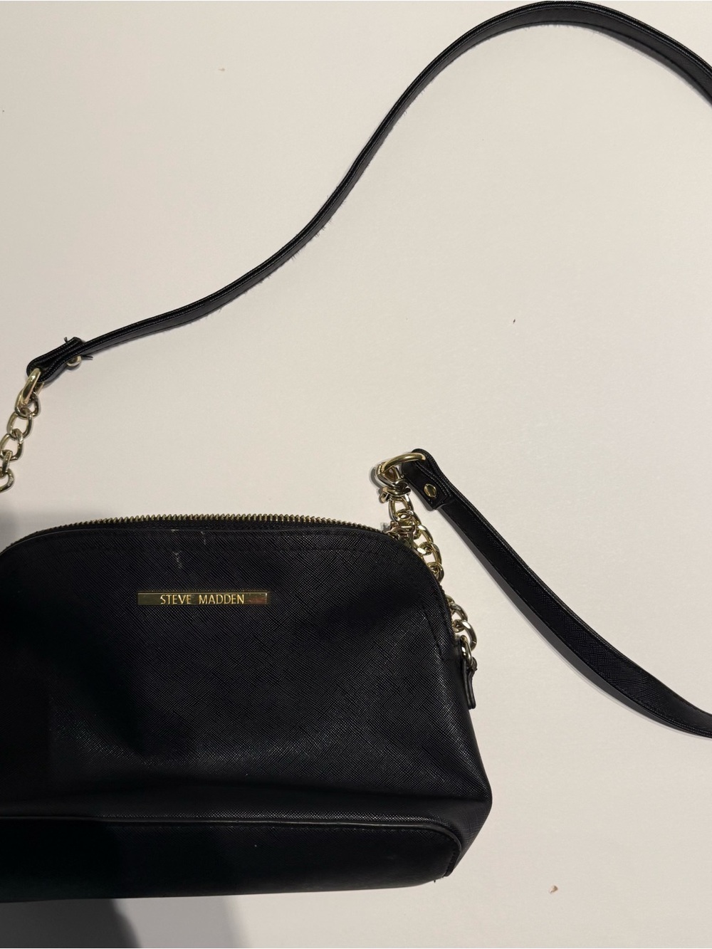Steve Madden Black Crossbody with Gold Chain Accents